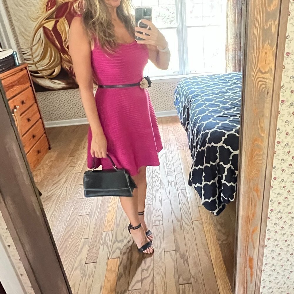 B. Smart Fuchsia Pink Fit & Flare Skater Dress | Size 6